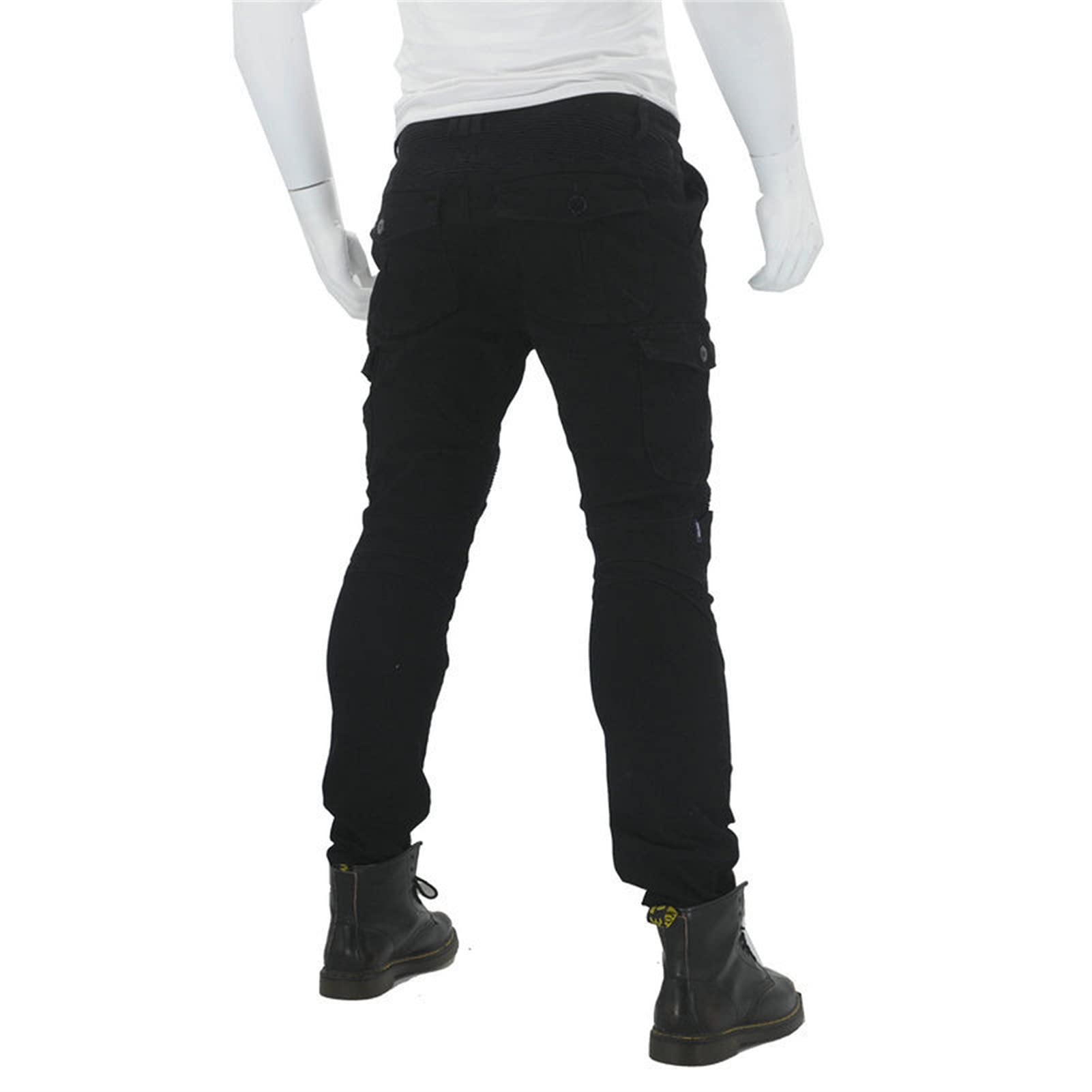 Pantalones Moto Hombre con Retirable Armadura Forro Protección Interior, Jeans De Moto Respirable Resistente Al Desgaste Tela Motorcycle Biker Pants,Negro,XXL