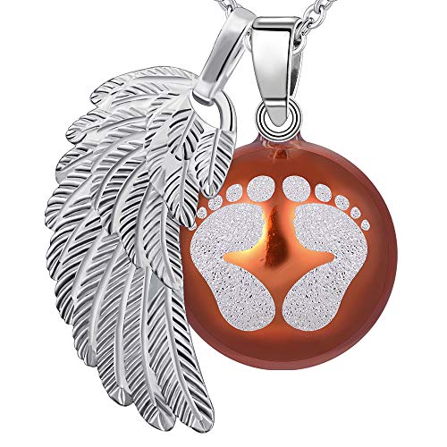 ? Bola de grossesse clochette Pendentif harmony ball Appeleur danges ? Bijou musicale pour Maternité femmes enceintes avec chaîne aile d'ange et Bola