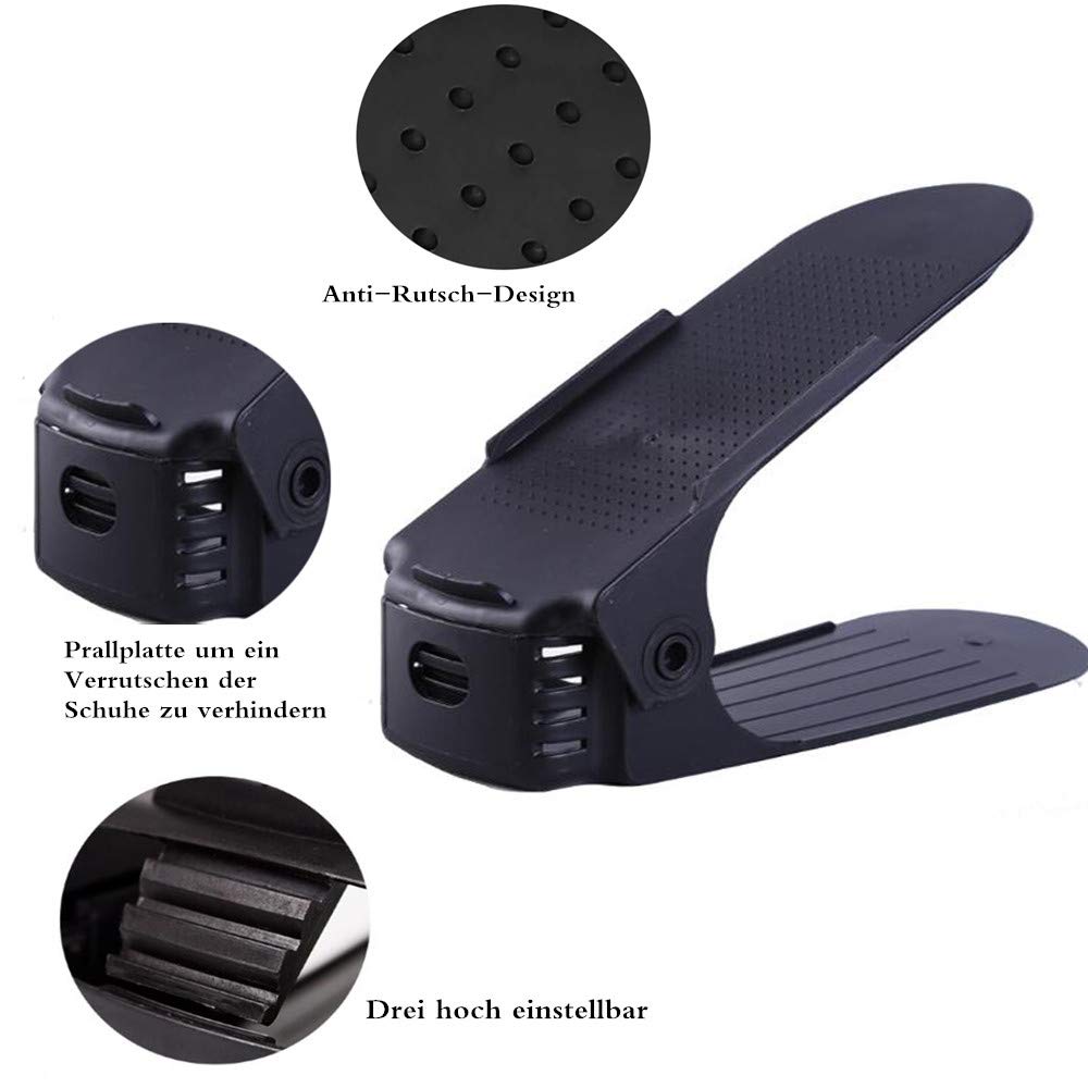 HENGMEI set di 30 Regolabile Scarpiera Salvaspazio Portascarpe Organizer Scarpe Portascarpe Regolaili in Plastica, Nero