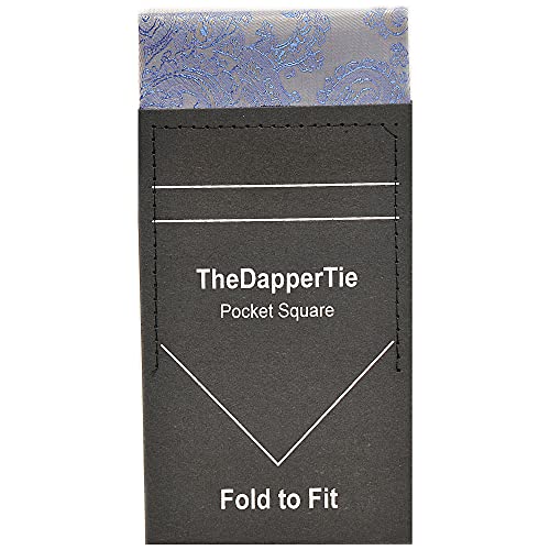 New Men's Paisley Flat Pre Folded Pocket Square on Card - Royal Blue & Grey