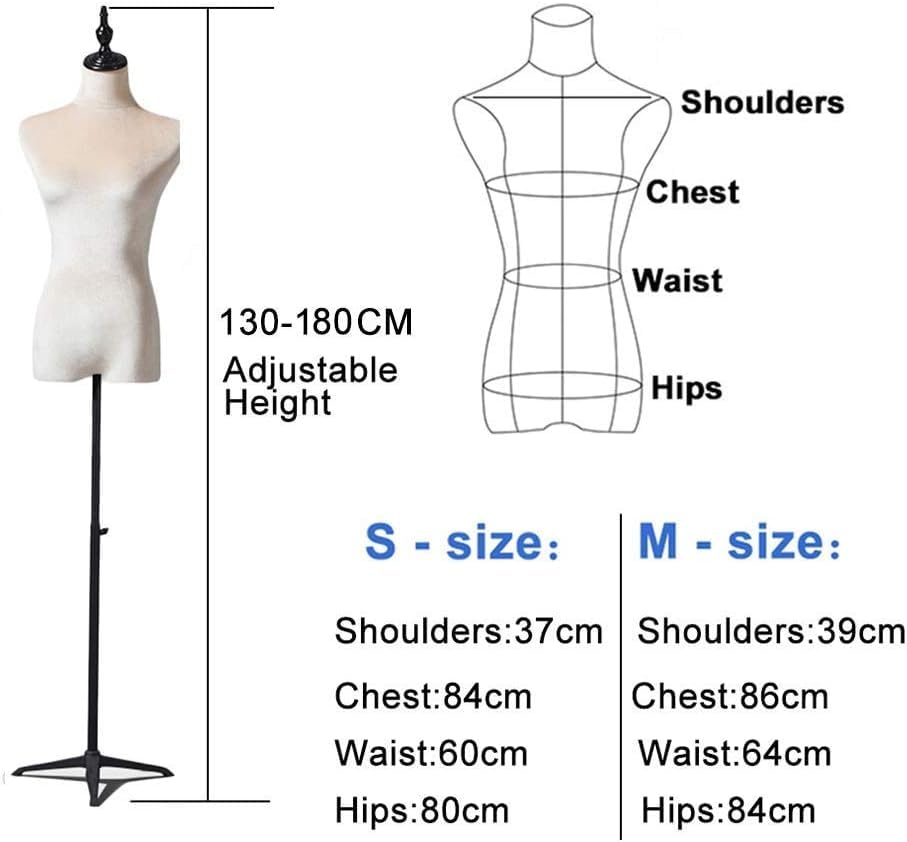 SDdPulse Manichino femminile con supporto in metallo nero, altezza regolabile, modello appuntabile per pantaloni, abbigliamento e abiti, nero-M