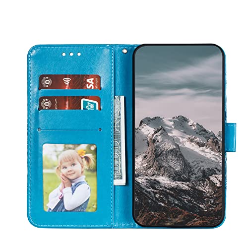 IMIRST Flip Case for Oppo Find X7 Ultra PU Leather Wallet Closure Embossed Shockproof Cover with Kickstand Card Slots Holder for Oppo Find X7 Ultra. LD Mandala Blue - Image 2