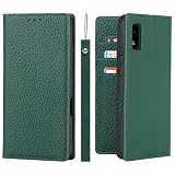 Ｈａｖａｙａ 対応 AQUOS wish2 スマホケース アクオスwish2ケース aquos wish ケース 手帳型 本革 SHG06 SHG08 ストラップ SH-51C SH-M20 au 耐衝撃 A204SH シャープ Sharp A103SH A104SH カバー docomo 楽天モバイル SoftBank カード収納 スタンド機能 レザー -グリーン