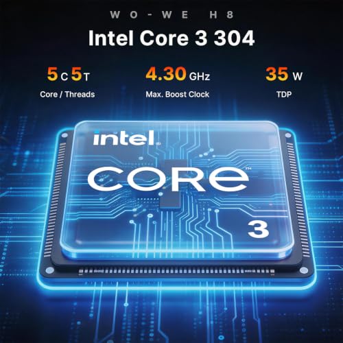 Image of wo-we H8 AI Mini PC, Intel Wildcat Lake Core 3 304, 8GB LPDDR5, Dual LAN