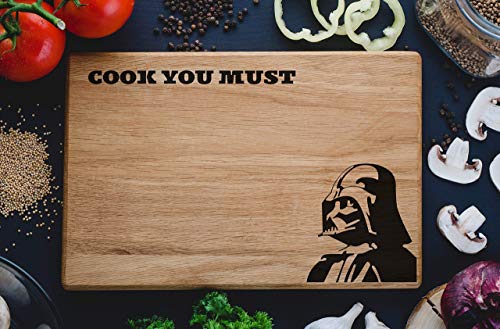 Star Wars Darth Vader COOK YOU MUST Personalized Engraved Cutting Board - Girlfriend gift Wedding Gift, Anniversary Gifts, Housewarming Gift,Birthday Gift, Corporate Gift, Award