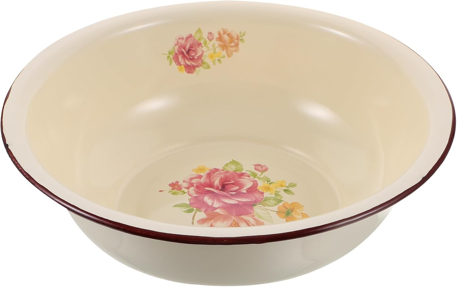 Vintage Enamel Mixing Bowl 28Cm Household Dough Making Basin Enameled Food Container Retro Kitchen Basin for Baking and Home Use