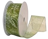 JinweiS Cinta de Navidad, 2.48 pulgadas x 10 yardas, cinta de copo de nieve blanca para manualidades, envoltura de regalos, decoración de Navidad, color verde