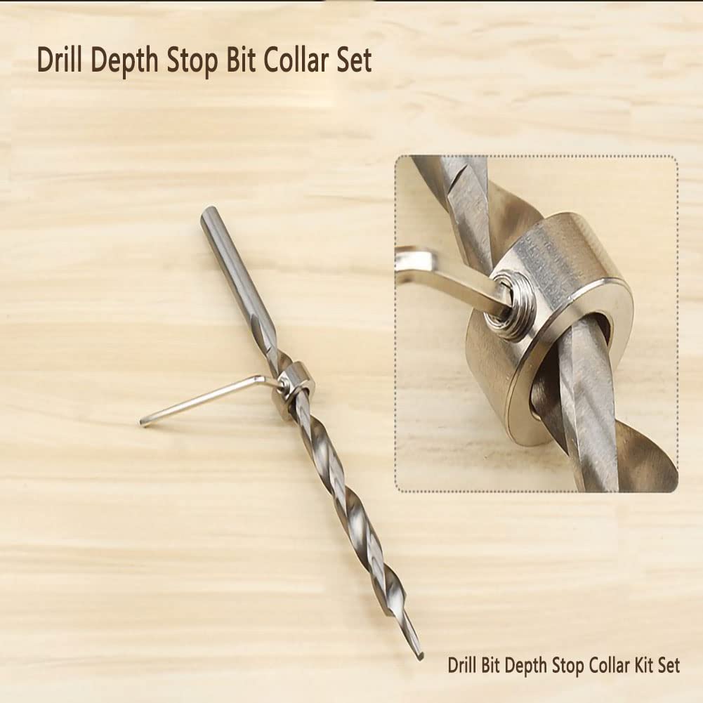 Drill Stop Set, 12 pezzi 3-16 mm Trapano in acciaio inossidabile Set di collari per bit di arresto di profondità Anello limite di perforazione