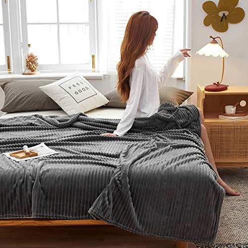 Qyjhska Couverture en Flanelle Confortable Super Douce en Toute Saison pour ,Peut être Utilisée comme Draps De Lit, Couverture bébé, Housse De Canapé Facile à Entretenir (Gris, 180 x 200 cm) Cover