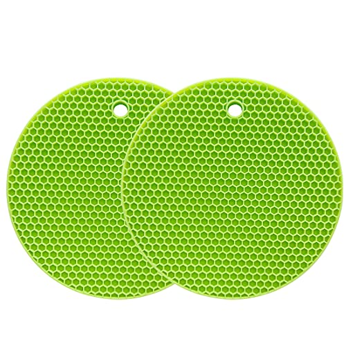 PTAPIPI Tapis de Dessous de Plat en Silicone Tapis de séchage Polyvalent résistant à la Chaleur jusqu'à 464 ° F, Support de Pot, étanche, (Lot de 2)...