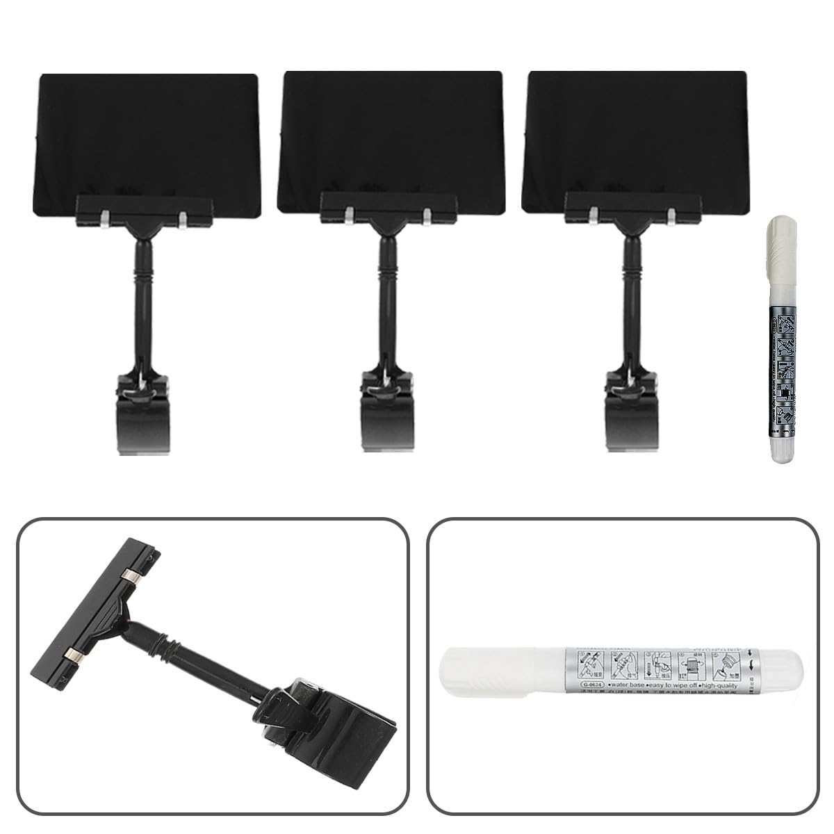 9 Clips para Etiquetas de Precios de Pvc Negro, Diseño Regrabable y Fácil de Usar, Ideales para Exhibiciones y Publicidad en Supermercados