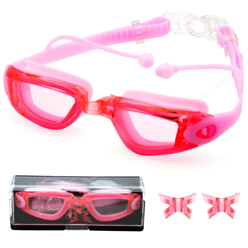 Optifit® Professional Swimming Goggles for Women with Ear Plugs & Portable Case & 2 Replaceable Nose Pads, Leakproof and UV-Protection Pink Swim Goggle Set for Adults, Anti Fog Swim Goggles (B0CJFNMSHY) Amazon Price History, Amazon Price Tracker