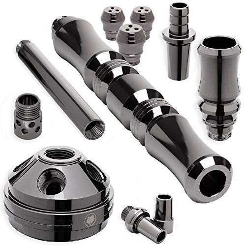 DILAW® TRIPHAN Shisha Edelstahl Black V2A 96cm Hookah Big Size + LED Licht | Wasserpfeife Kaminkopf Komplettset… – Bild 6