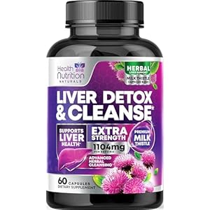 Gentle Liver Cleanse Detox & Repair Formula – Herbal Liver Support Supplement: Milk Thistle with Silymarin, Artichoke Extract, Dandelion, Beet, Chicory Root, & Turmeric for Liver Health – 60 Capsules