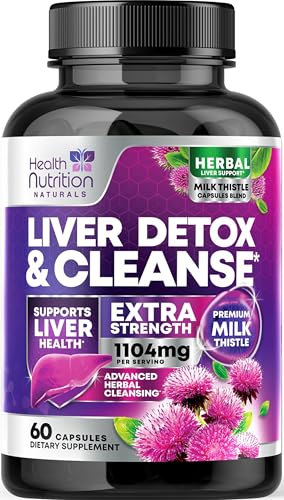 Gentle Liver Cleanse Detox & Repair Formula - Herbal Liver Support Supplement: Milk Thistle with Silymarin, Artichoke Extract, Dandelion, Beet, Chicory Root, & Turmeric for Liver Health - 60 Capsules