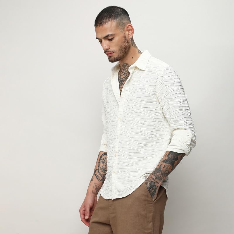 Image of CAHOOT Men's Shirt for Casual Wear |Regular Fit | Cotton Spread Collar Shirt Crafted with Regular Sleeve, Comfort Fit & High-Performance for Everyday Wear