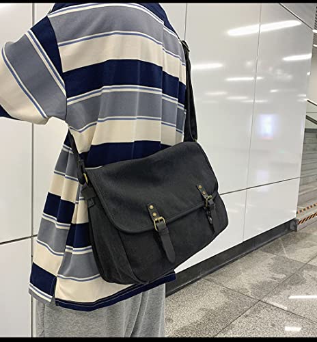 GRPKSSIB Unisex Messenger Bag Canvas Shoulder Bag Denim Crossbody Bag Large Capacity Bag for Women Men2