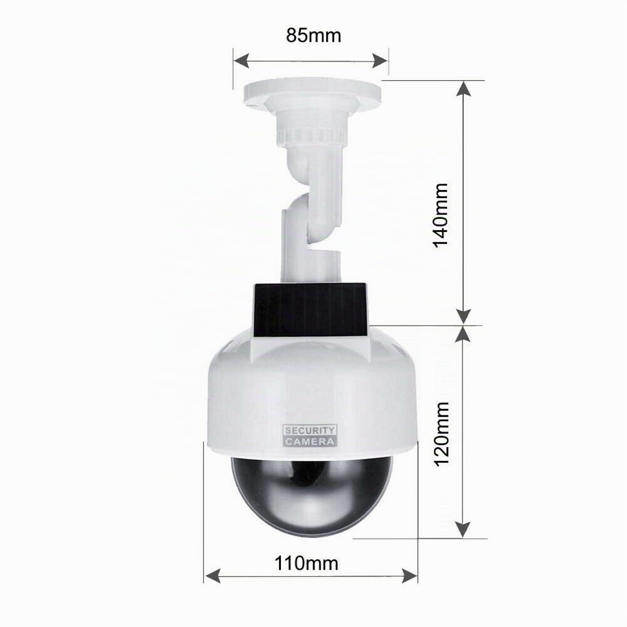O&W Security Lot de 2 caméras factice de Surveillance solaires Professionnelles Speed Dome - avec Objectif, câble et LED Clignotantes