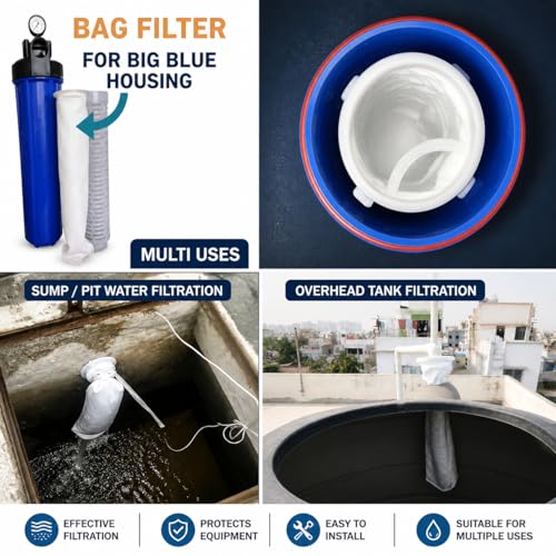 Image of Flaner Aqua 5 Micron 4 inch Dia & 20 inch Length Filter bag For Filtering Sand, Dirt, Rust From Water(White, Pack of 1)