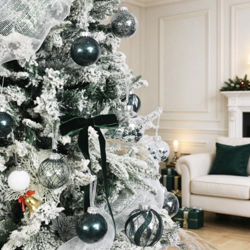 Shatterproof Christmas Ball Ornaments,Clear Plastic Decorative Christmas Balls Hanging Xmas Tree Baubles Set with Stuffed Delicate Glittering Decorations… (Dark Green) - image 6