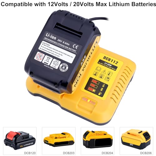 Gonocop Dcb112 Battery Charger Replacement For De-Walt 12V 20V And 60V Max Lithium-Ion Battery Dcb201 Dcb200 Dcb612 Dcb609-2 Dcb609 Dcb606 Dcb606-2 Dcb208 Dcb206 Dcb206-2 Dcb204 Dcb203 Dcb126 Dcb127 thumb #1