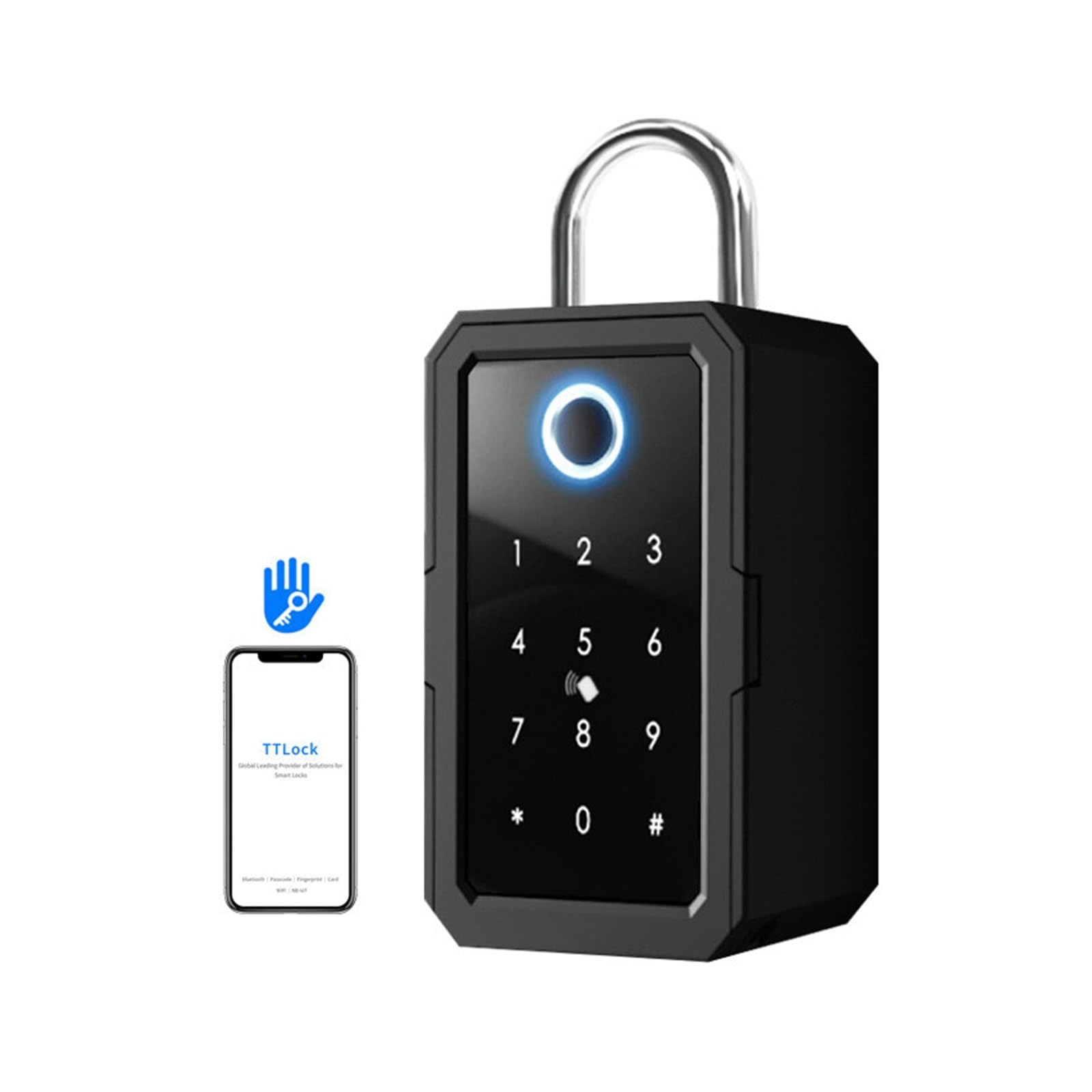 Smart Mini cassetta di sicurezza con serratura a chiave, impermeabile digitale sblocco impronte digitali, combinazione controllata da APP Ttlock, cassaforte per chiavi di casa e oggetti di valore
