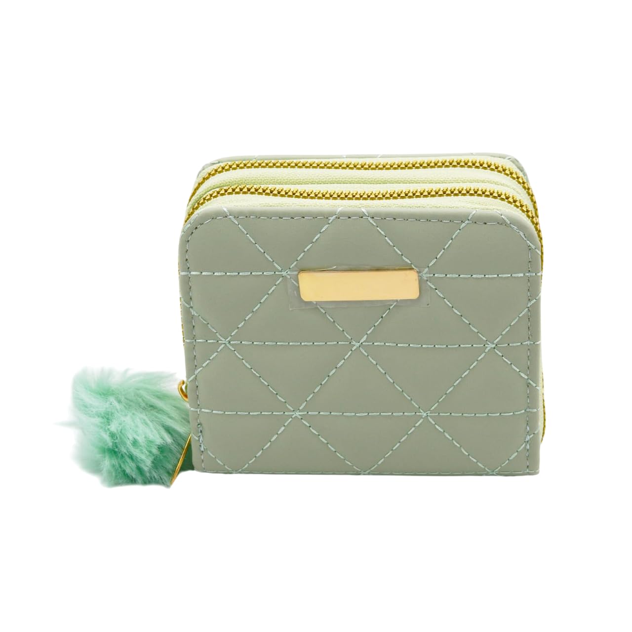 syga Women's Wallet – Stylish Diamond Embellished Horizontal Square with Zipper Closure(Green)-picture-23