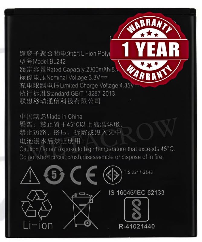 Image of Original BL242 Battery Compatible for Lenovo A3580 | A3860 | A3900 | A6000 | A6000 Plus | A6010 | A6010 Plus | K3 (K30-T, K30-W) | Vibe C (A2020a40) - (2300mAh) - 1 Year Warranty JK1