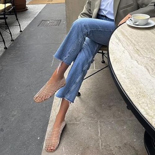 Jelly Mesh Ballet Flats for Women Clear Hollow Jelly Sandals Beach Ballerina Jellies Shoes4