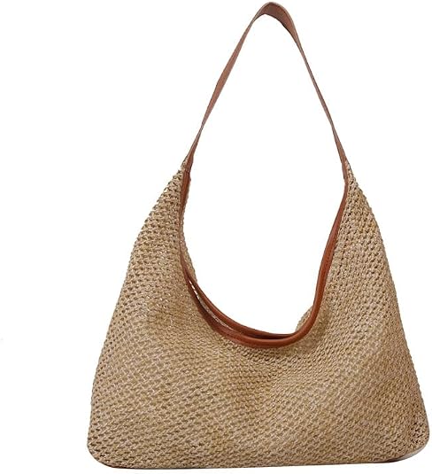 Bolso Tote trenzado de paja para mujer, grande