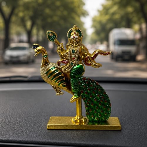 Image of Steel Murugan Vel Statue (8 cm) | Divine Lord Karthikeya Spear for Car Dashboard & Pooja Room Decor | Durable Red Vel Idol for Altar & Spiritual Gifting (murugar)