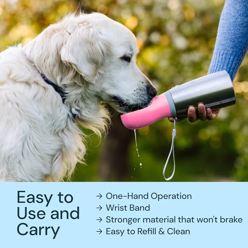 MalsiPree Insulated Dog Water Bottle 24oz (Stainless Steel, Pink) — view 8