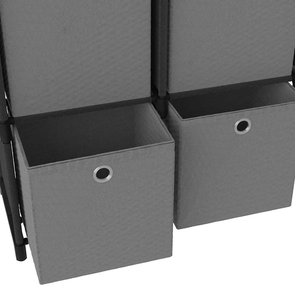 Générique Scaffale autoportante con 6 scomparti con 6 scatole in tessuto, telaio in acciaio nero, 103 x 30 x 72,5 cm, archiviazione e presentazione per libri, foto e piante