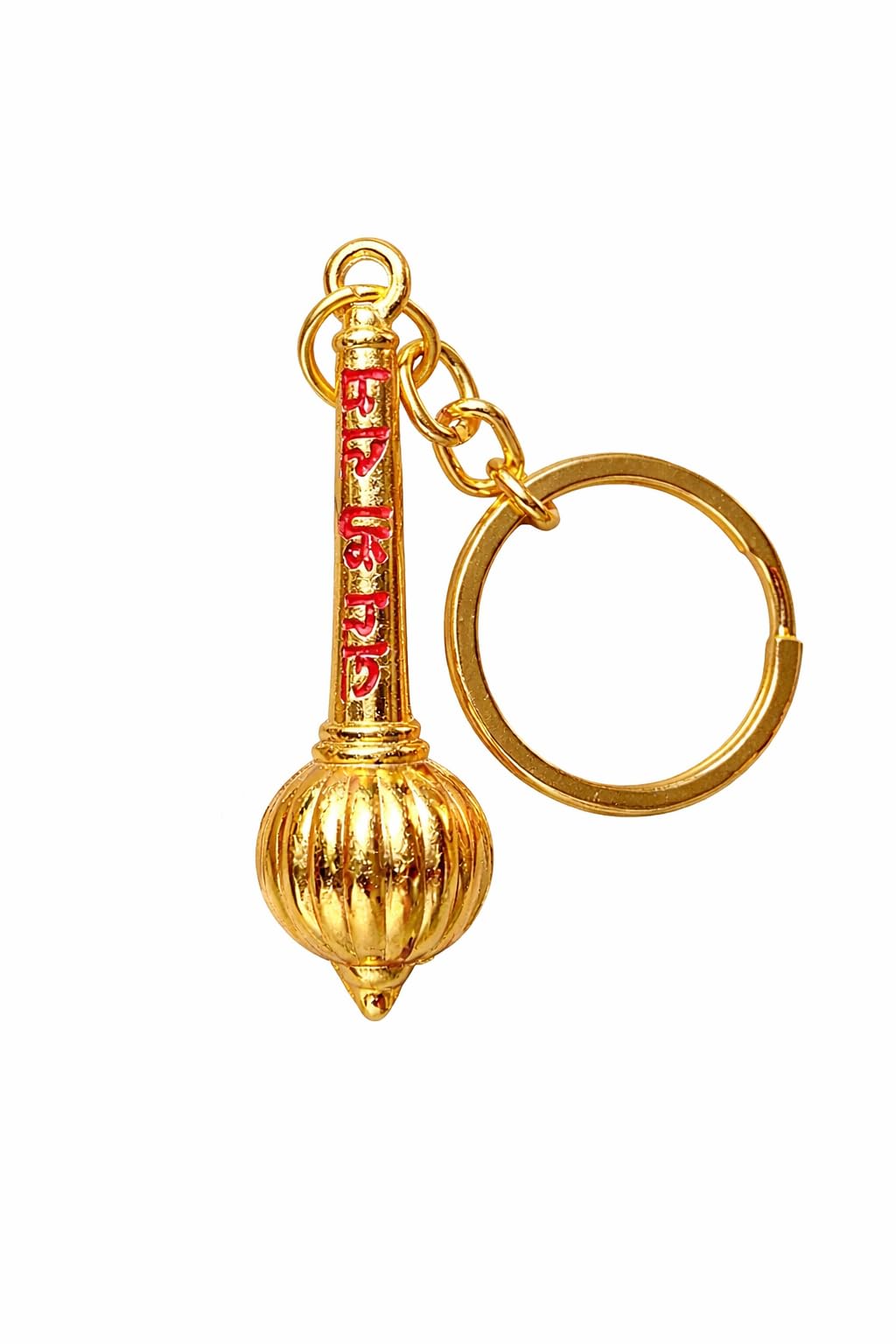 Golden Hanuman Gada Keychain | Metal Religious Mace Key Ring for Car, Bike & Home Keys | Gold Plated Bajrangbali Charm Keychain for Men & Women-image-18