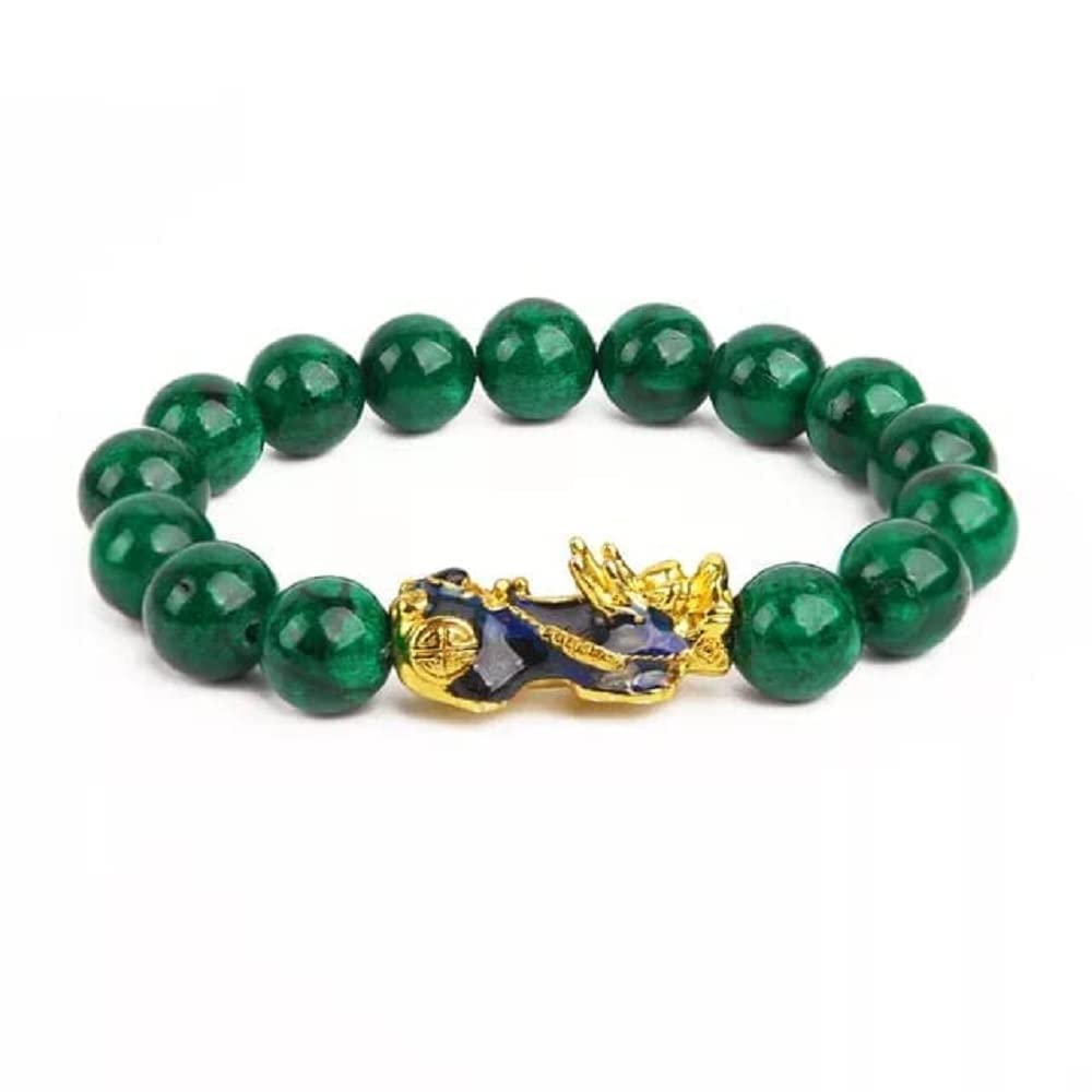 PANAKUMUS Natural 10 MM Green Jade Bracelet with Temperature Discoloration | Color Changing Pixiu Dragon Attract Luck and Wealth (B0BSV6KKTZ) Amazon Price History, Amazon Price Tracker