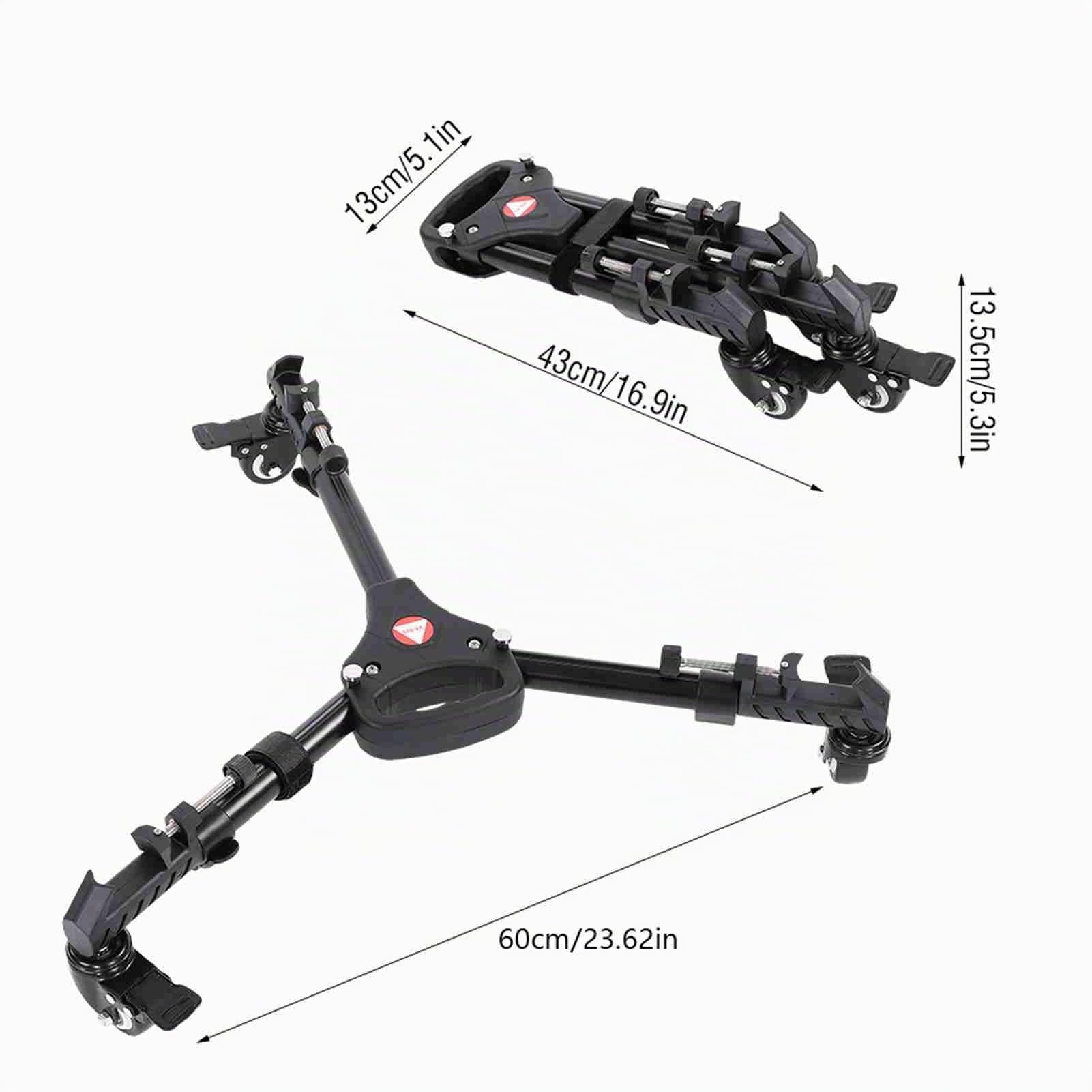 VX-600 Fotografía Trípode Dolly, 3 Trípode Plegable Ruedas Dolly Soportes de Pierna Ajustables Soportes Compatibles para Cámaras, Videocámaras Y Equipos de Iluminación
