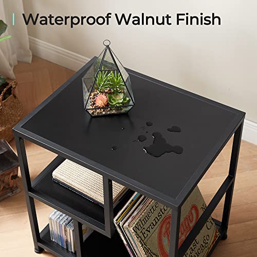 Image of LINSY HOME End Table 2 Pack, 3-Tier Narrow Side Table with Storage Shelves, Industrial Beside Sofa Table, Solid Nightstand for Living Room, Bedroom, Balcony, and Office, Easy to Assembly, Black