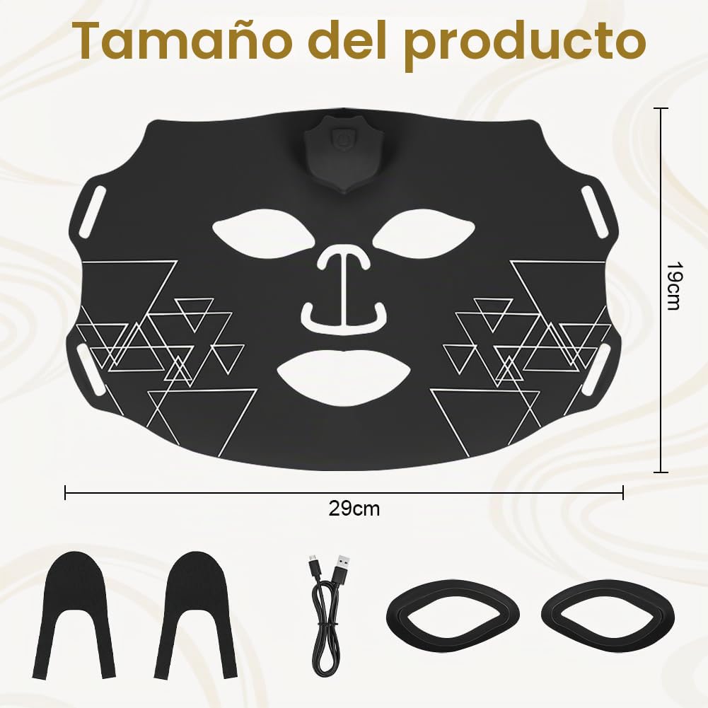 Vicloon Máscara LED Facial, Mascara LED Facial Profesional 7 Colores para Tratamiento del Acné, Rejuvenecimiento y Anti-envejecimiento, 60 Perlas de LED, Terapia de Luz Roja y Azul para el Rostro