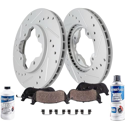 Detroit Axle - Front Brake Kit for 1990-1997 Honda Accord Drilled and Slotted Disc Brake Rotors Ceramic Brakes Pads 1991 1992 1993 1994 1995 1996 Replacement