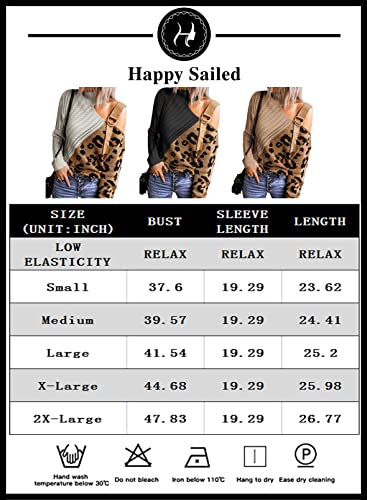 Happy Sailed Sweaters For Women Trendy Casual Loose Leopard Patchwork Sweaters Cold Shoulder Pullover Sweaters Tunic Outfits Tops Black 2Xl #TOP5