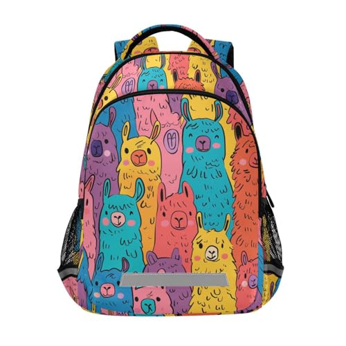 KLL Cute Alpacas Cute Doodle Art Designed kids camping backpack with big bookbag for youth para bebes varon