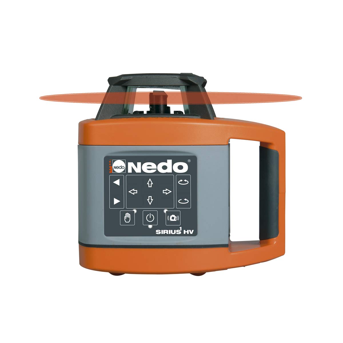 Nedo SIRIUS 1 HV - Livella laser a rotazione orizzontale e verticale con cavalletto a manovella Nedo e set di tappetini flessibili, laser di livellamento con Acceptor 2 Digital e clip, classe laser 2