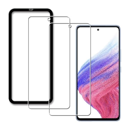 ガイド枠付き 日本旭硝子製 対応 Galaxy A53 5G SC-53C SCG15 用 ガラスフィルム 強化ガラス 液晶保護フィルム 9H硬度, 2枚