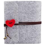 🖼 【Diseño y Material Únicos】: Cubierta de fieltro de alta calidad, con decorado de corazón rojo y el cierre se hace con una bonita cuerda marrón. Podrás pegar, pintar y escribir detalles importantes.