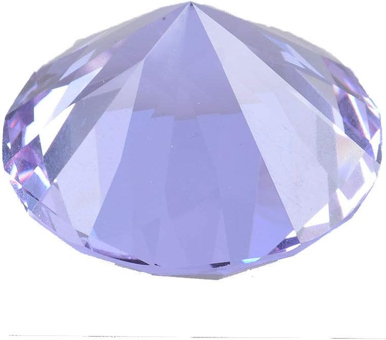 120mm Purple Diamond Shaped Glass Crystal Paperweight – Home Office Decor & Wedding Favors Decoration with Gift Box