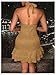 SOLY HUX Women's Summer Halter Bodycon Mini Dress Sexy Deep V Ruffle Party Cocktail Cami Dresses Mocha Brown Small