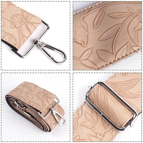 Image of Purse Straps Replacement Crossbody,Crochet Purse Strap for Handbags,Wide Shoulder Straps for Bags(1-Carved Light Brown)