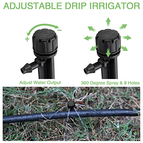Biaungdo 60 Pcs Drip Emitters Sprayer, 360 Degree Adjustable Water Flow Irrigation Drippers On Stake Garden Irrigation Drippers Emitter Drip Watering System For Patio, Lawn(For 4Mm/7Mm Tube, Black) #TOP2
