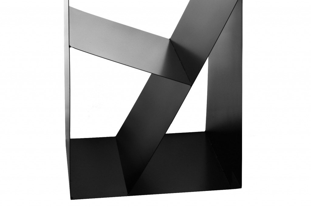 Magnus, Colonna Porta-Legna Cube per Camino, Acciaio, Nera, 45 x 30 x 80 cm, Legna da Ardere