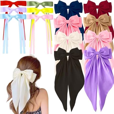JOACHIO 14 Pcs Hair Bows for Women, Bow Hair Clips with Long Tail, Coquette Bows Hair Ribbons for Women, Big Hair Bow Cute Hair Accessories for Women (Girly) Cover
